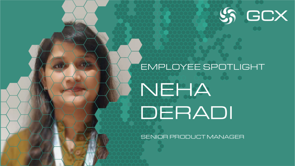 Neha Deradi Employee Spotlight at GCX with green nodes